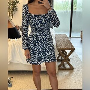 Reformation blue and white print mini dress